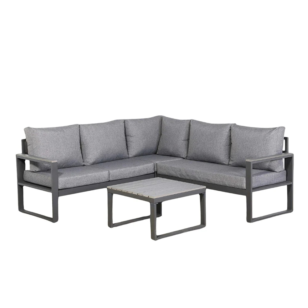 2026 Cadiz Square Corner Set Charcoal Aluminium Frame With Charcoal Cushions Outdoor Garden Furniture