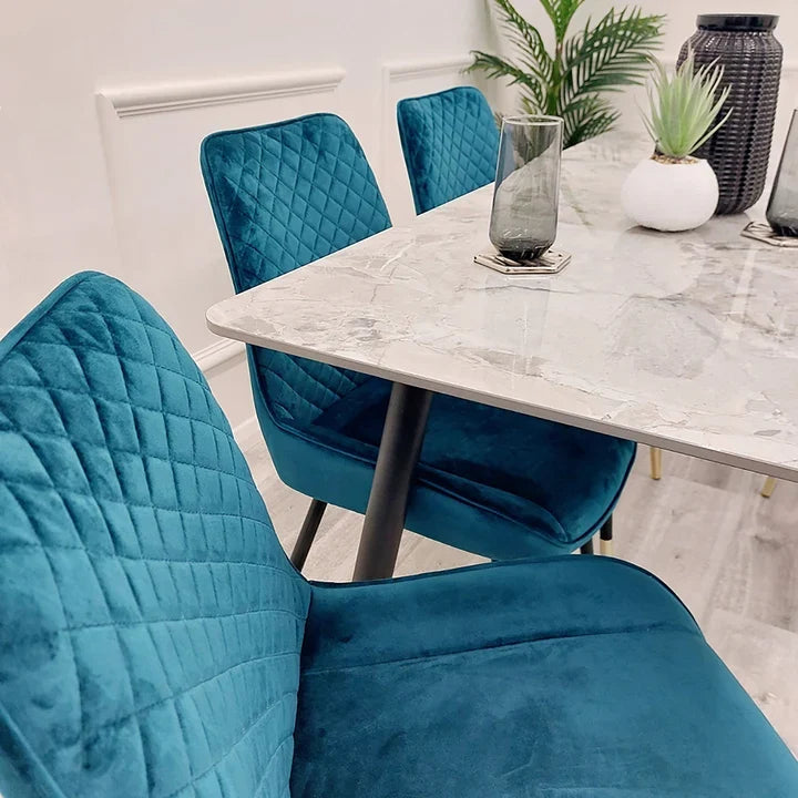 2026 Luna Velvet Dining Chair in Teal