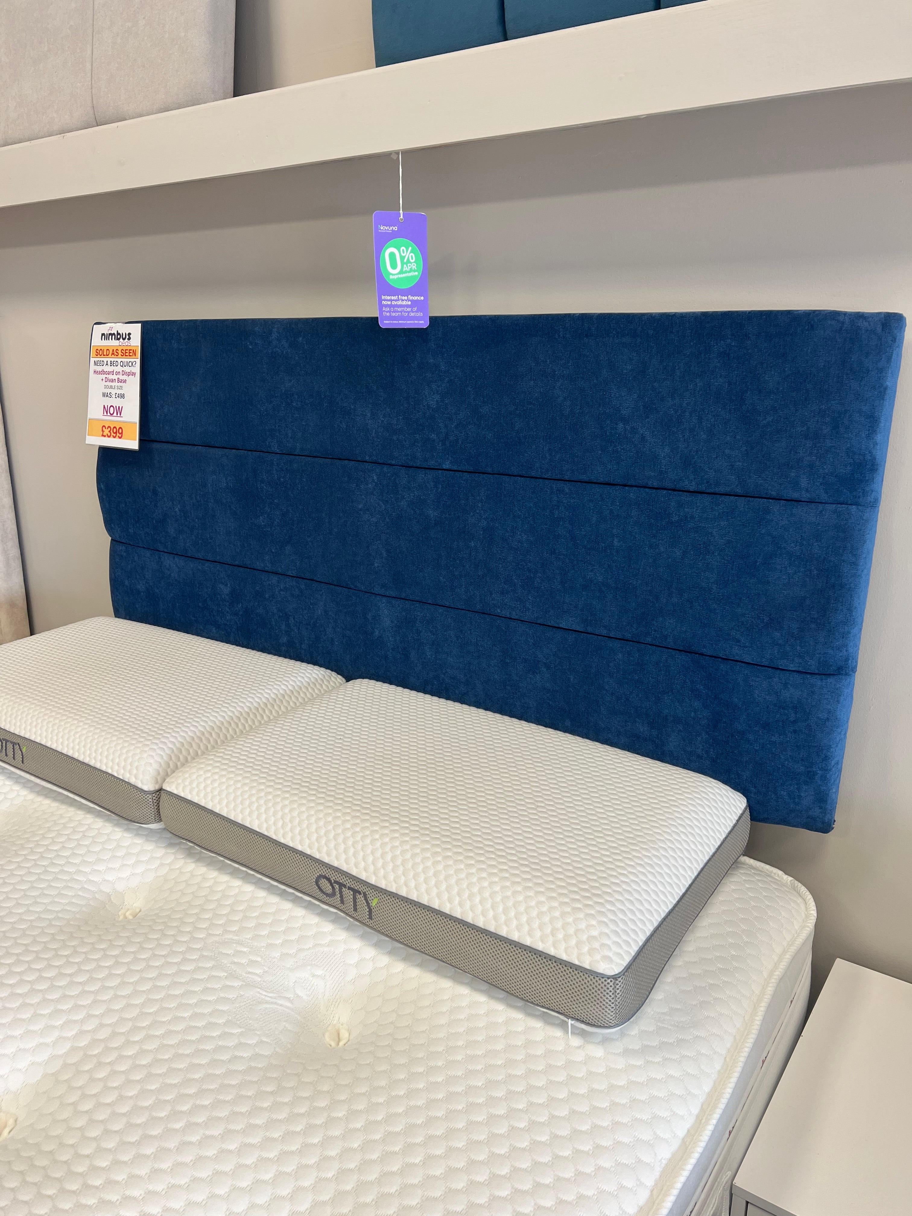 Double Banbury Divan Bed - Naples Blue - EX DISPLAY - Nimbus Beds
