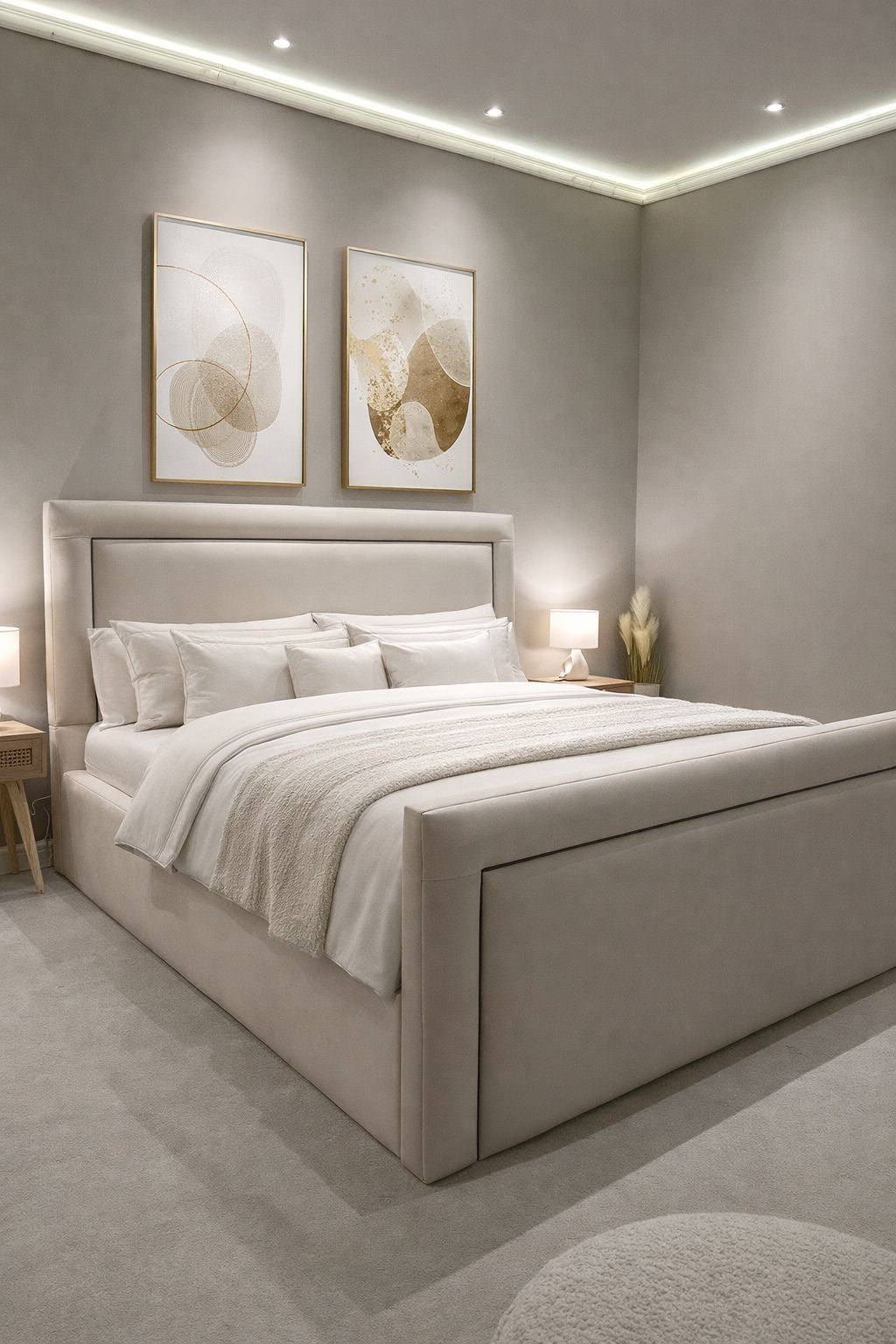2026 Charlie Fabric Bed Frame with Optional Lift Up Ottoman Storage