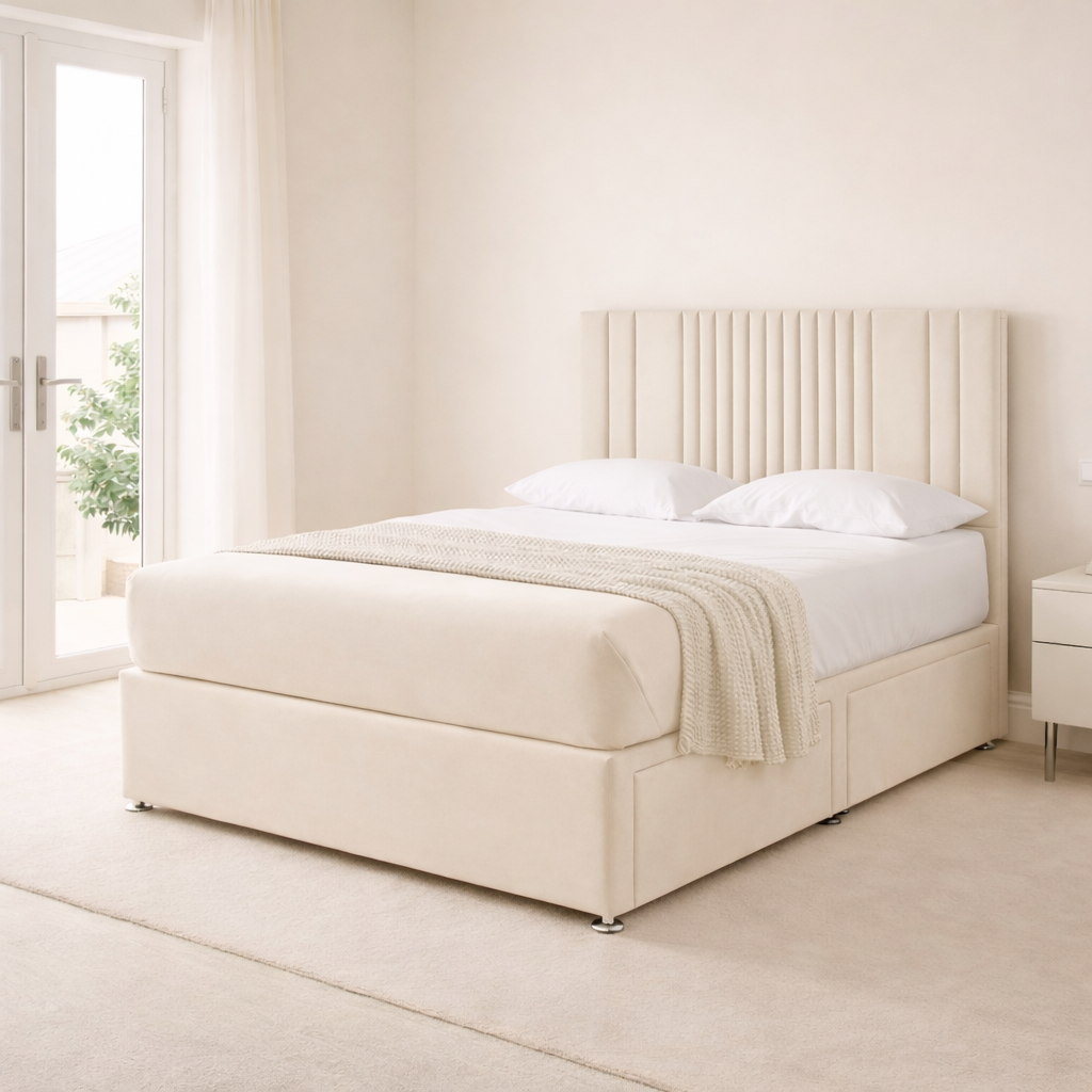 2026 Atlanta thin panelled storage divan bed with optional drawers - Nimbus Beds