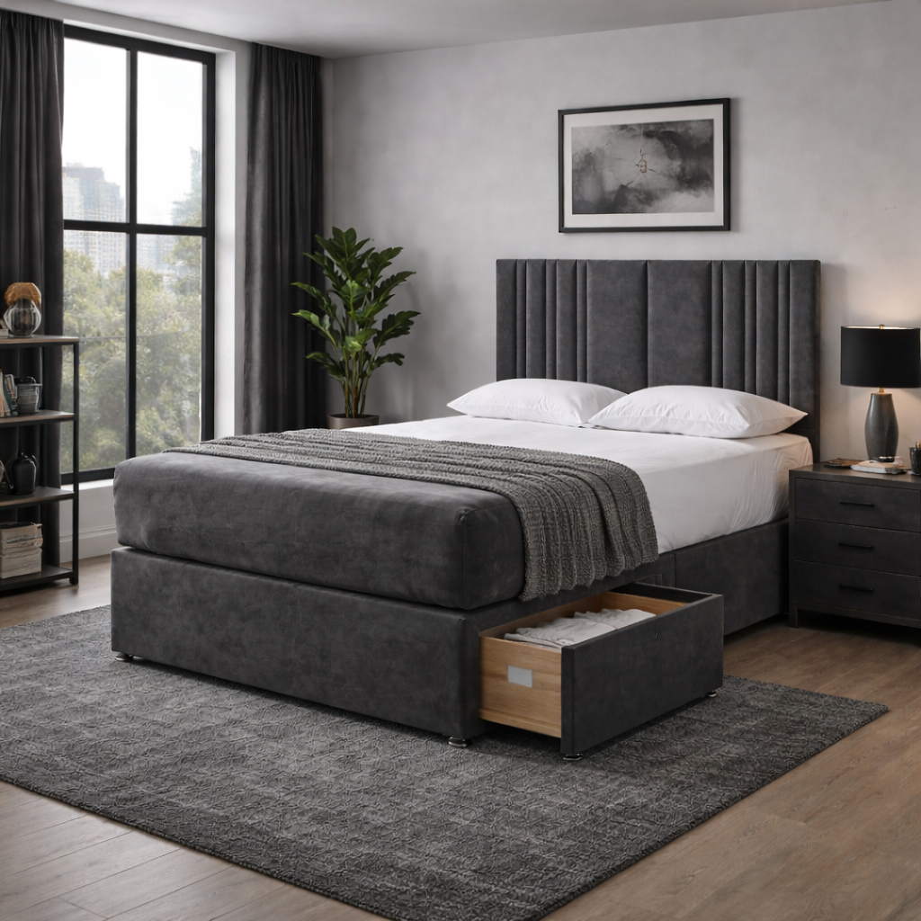 2026 Carlton Premium Panelled storage divan bed with option drawers - Nimbus Beds