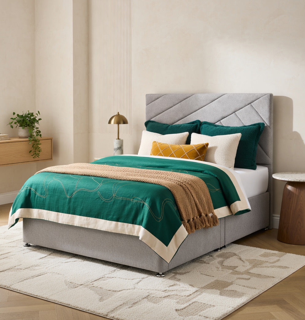 2026 Fraser geometric storage divan base with optional drawers