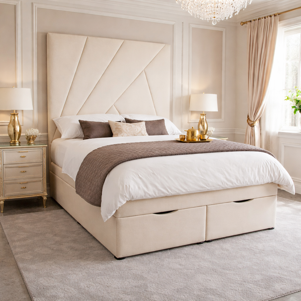 2026 7FT Tall Geometric Solid Ottoman Storage Bed - Nimbus Beds