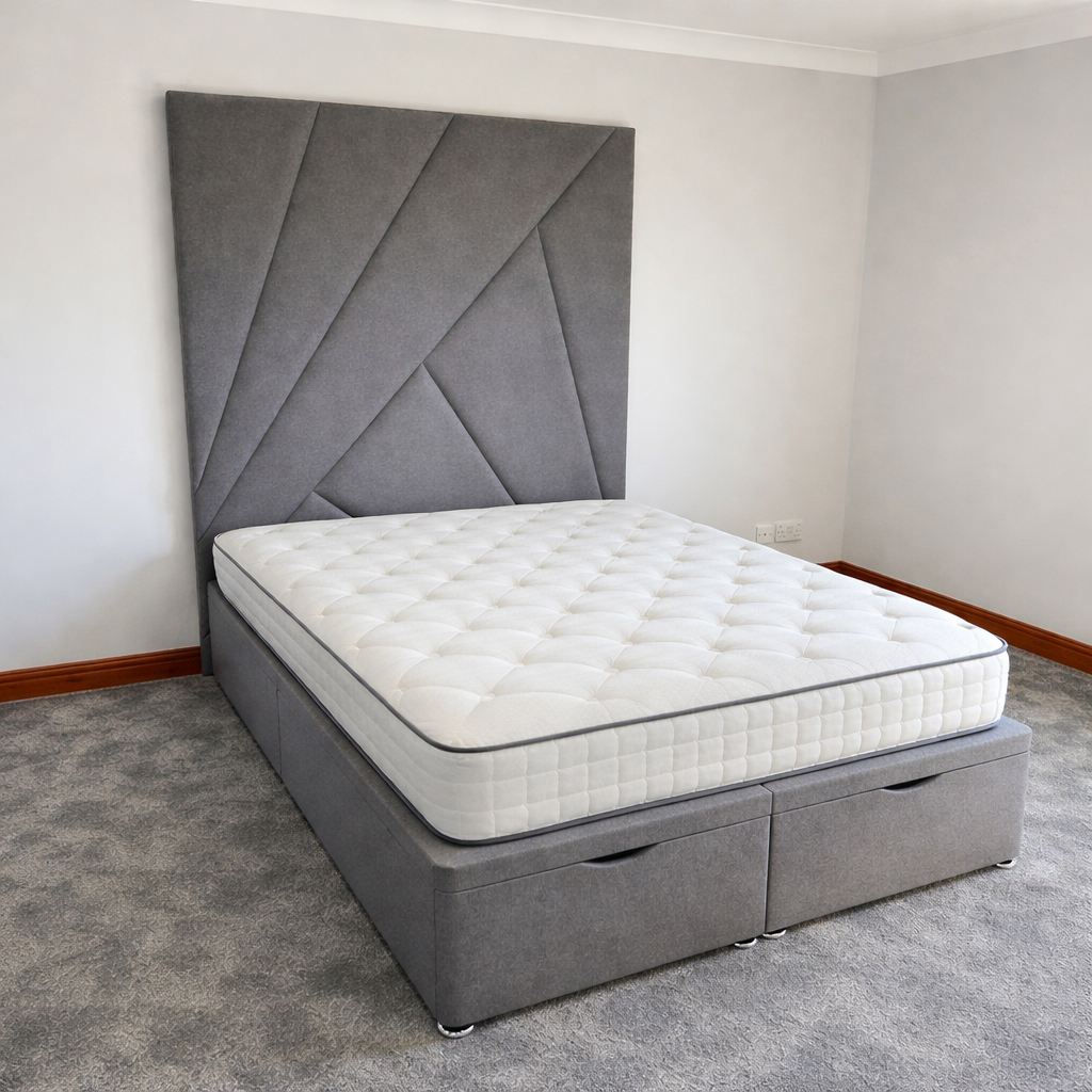 2026 7FT Tall Geometric Solid Ottoman Storage Bed - Nimbus Beds