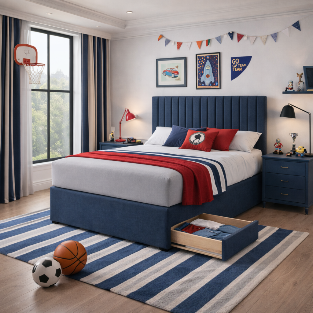 2026 Louis Intense panelled storage divan bed with optional drawers - Nimbus Beds