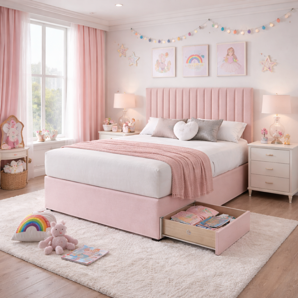 2026 Louis Intense panelled storage divan bed with optional drawers - Nimbus Beds