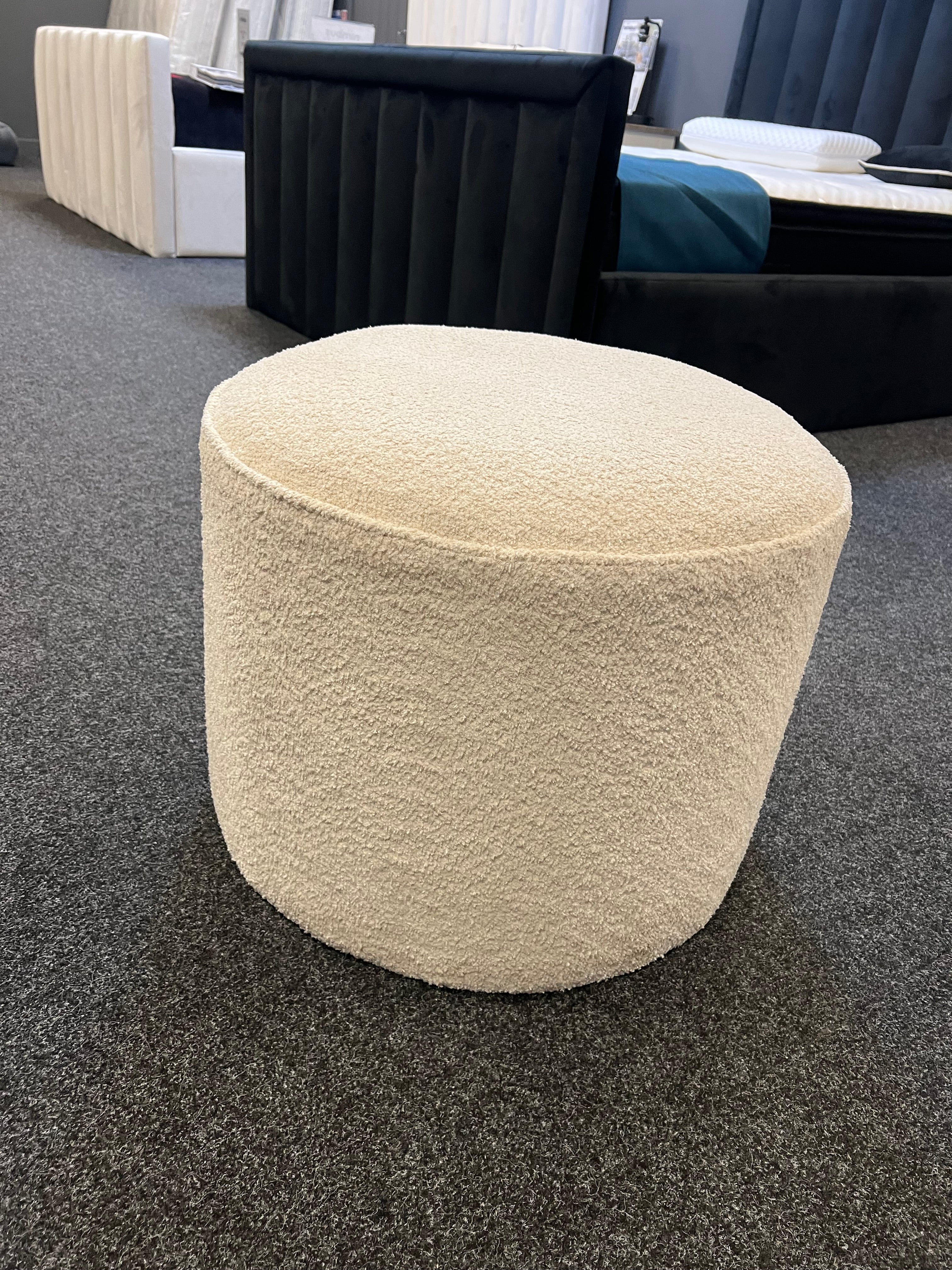 Cream Boucle Foot Stool Pouffe - Ex Display