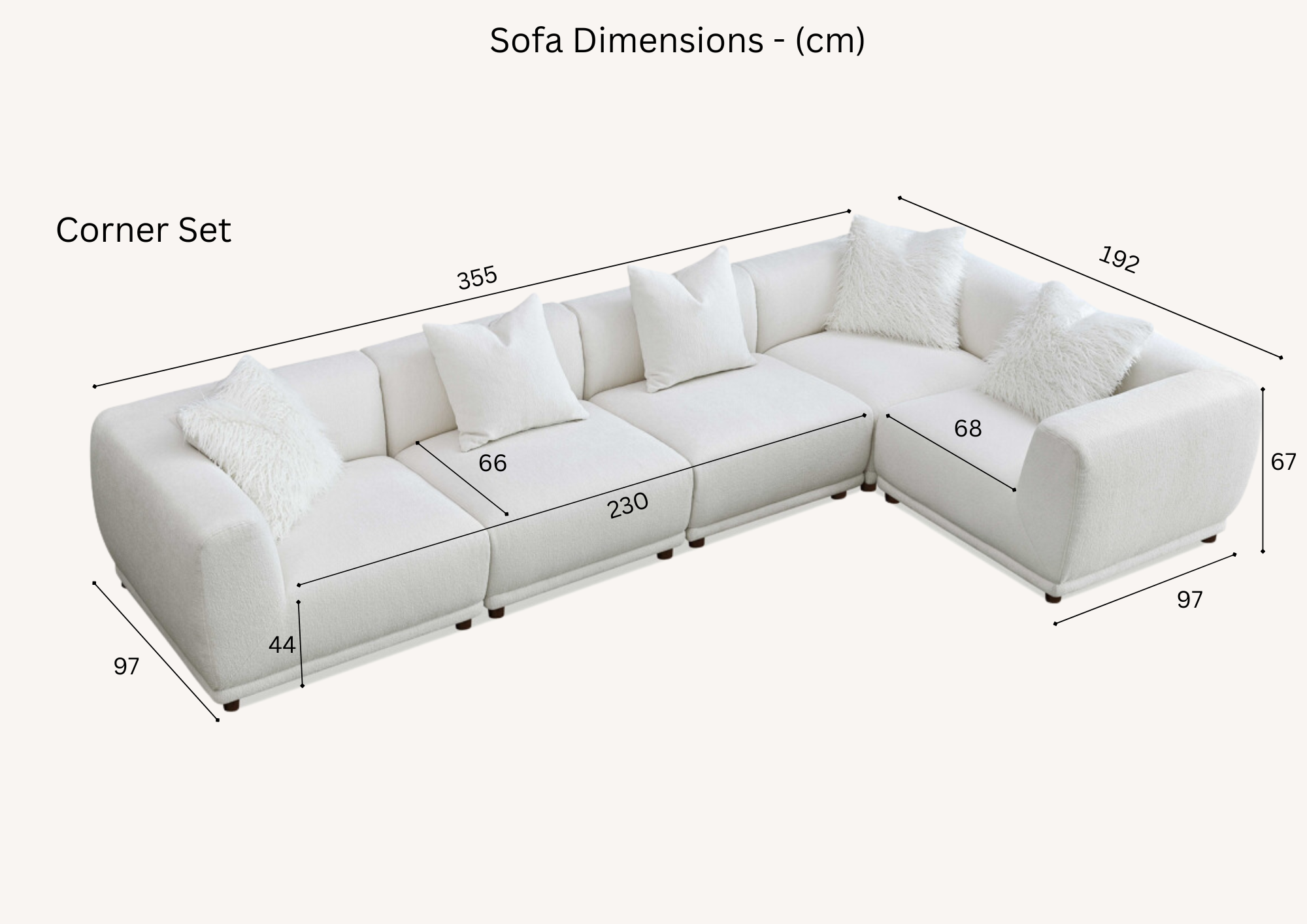 2026 Bailey Corner Sofa - Modular - Polar Boucle - edit photo - Nimbus Beds