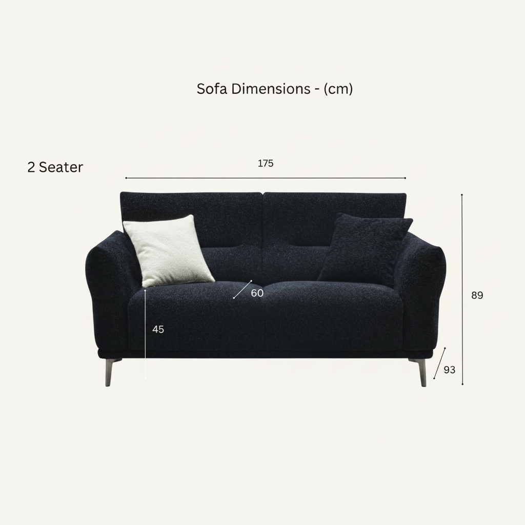 2026 Athens 2 Seater Sofa - Black Lux Boucle