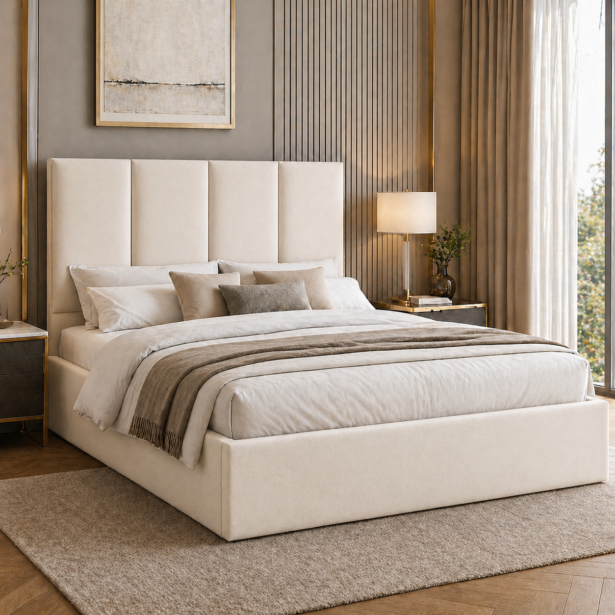 2026 London Fabric Bed Frame with Optional Lift Up Ottoman Storage