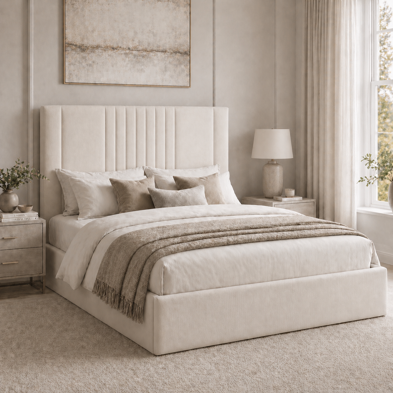 2026 Hampshire Fabric Bed Frame with Optional Lift Up Ottoman Storage