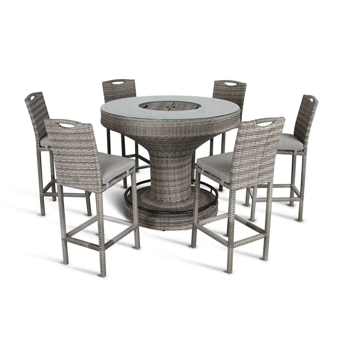 2026 Ashford Aluminium frame Round Bar Set with Ice Bucket in Stone Brown Grey Weave