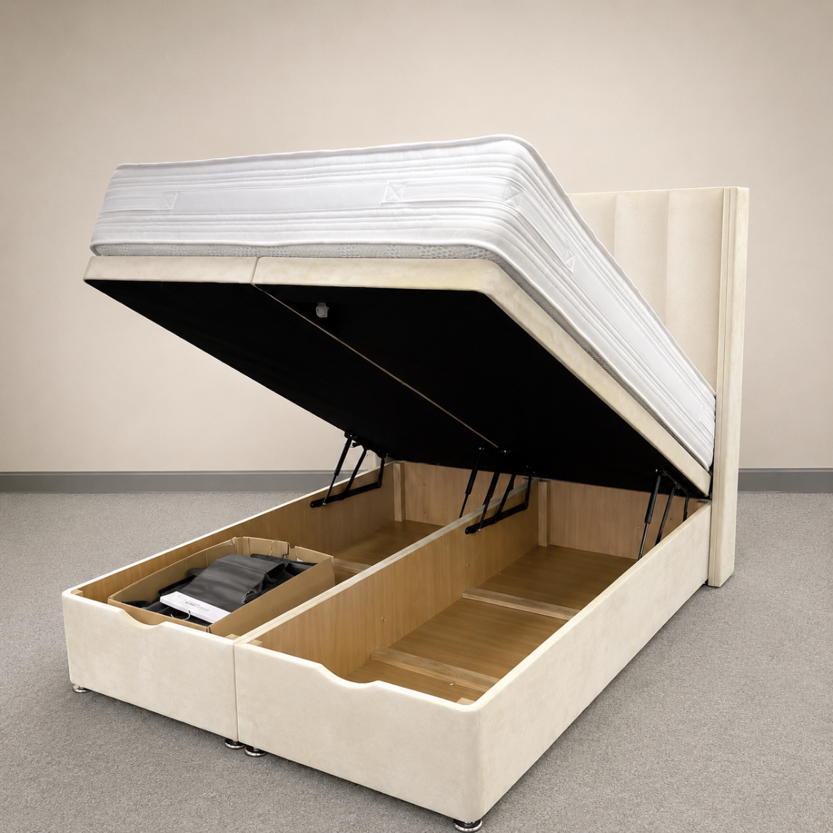 2026 Louis Winged Ottoman Gas Lift Up Storage Bed