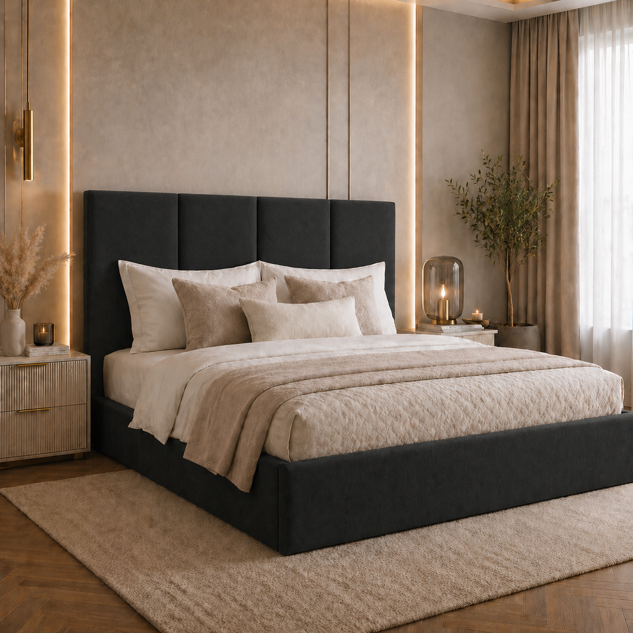 2026 London Fabric Bed Frame with Optional Lift Up Ottoman Storage