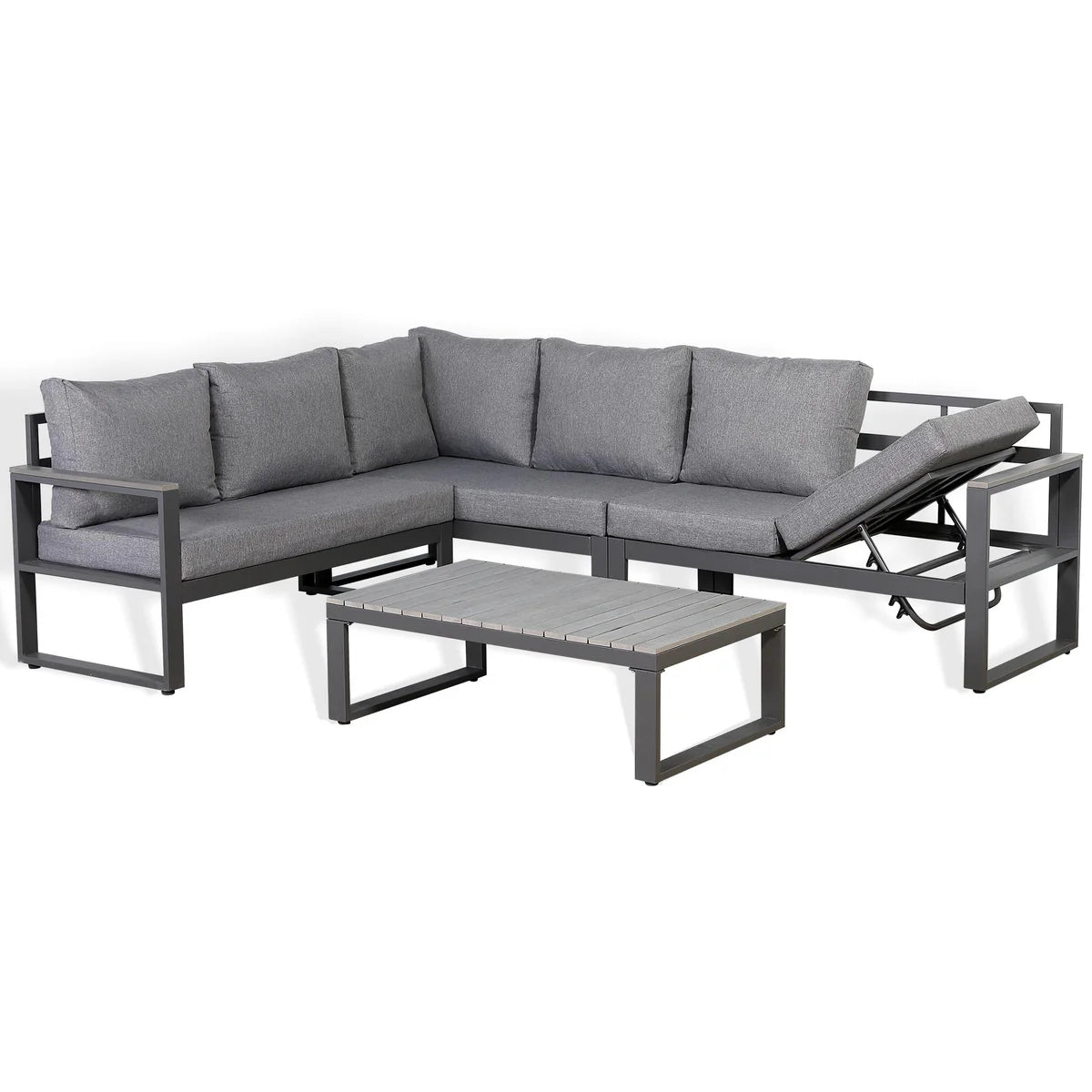 2026 Cadiz LHF Corner Set Charcoal Aluminium Frame With Charcoal Cushions