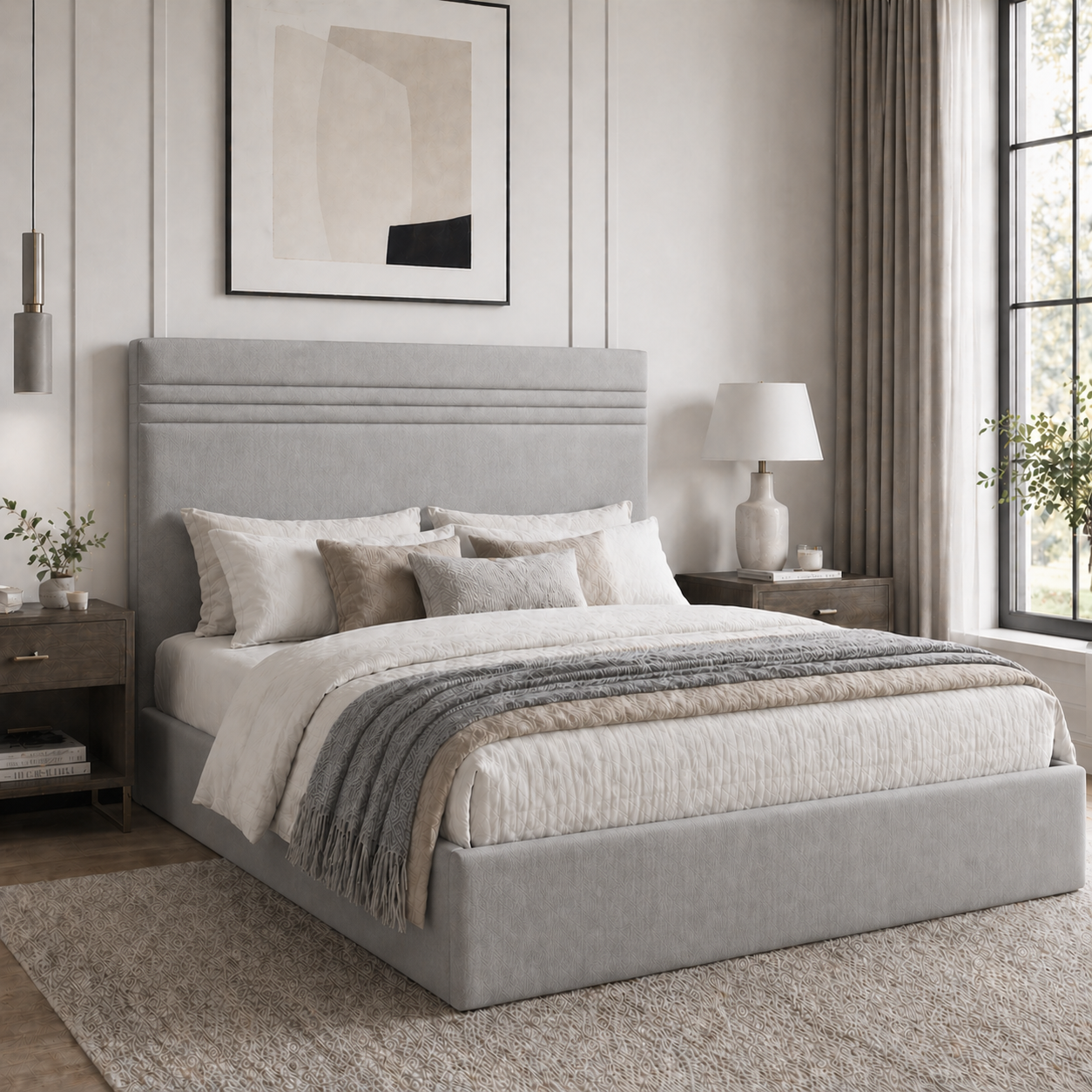 2026 Saxton Fabric Bed Frame with Optional Lift Up Ottoman Storage - Nimbus Beds