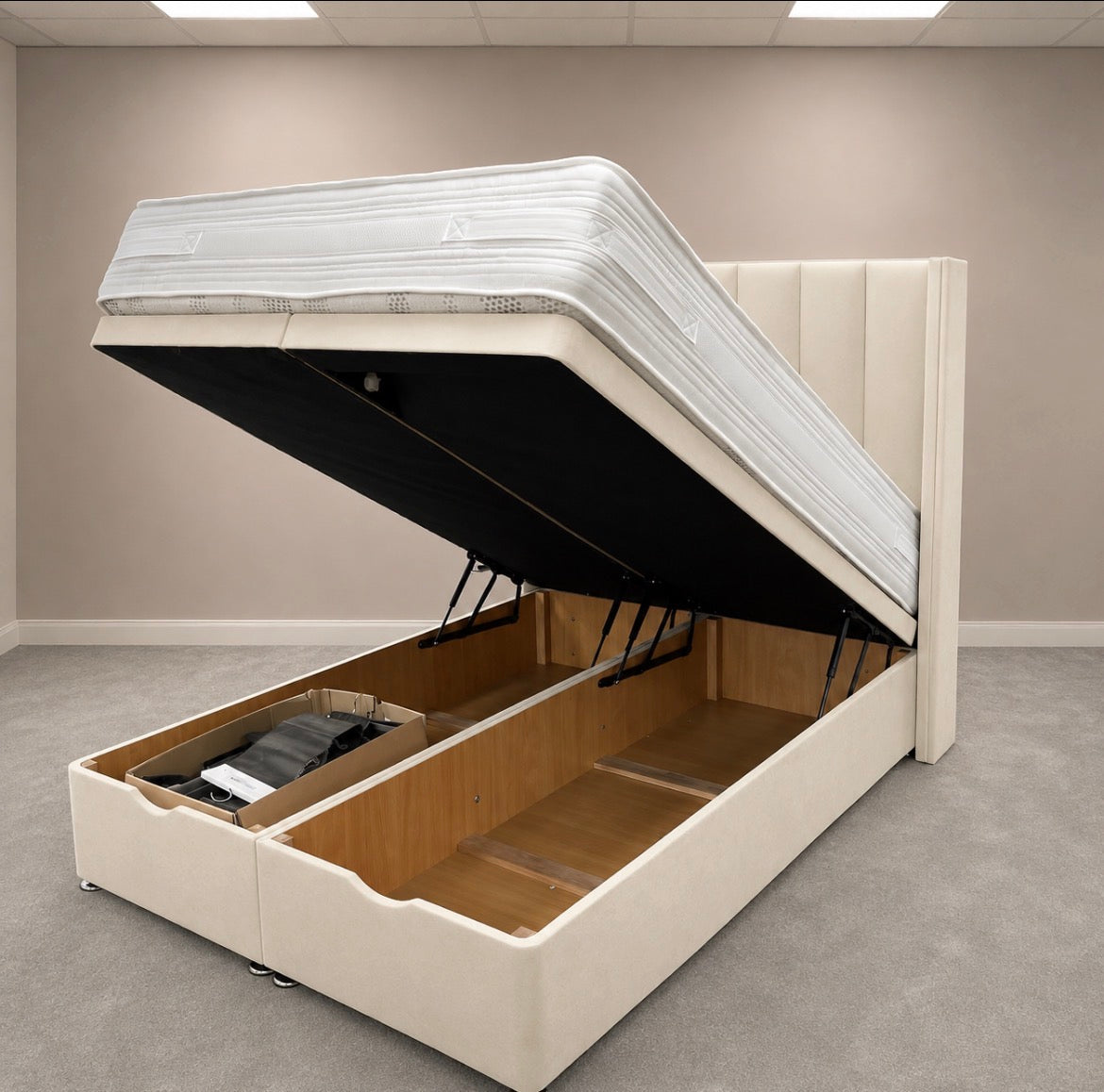 2026 Louis Winged Ottoman Gas Lift Up Storage Bed