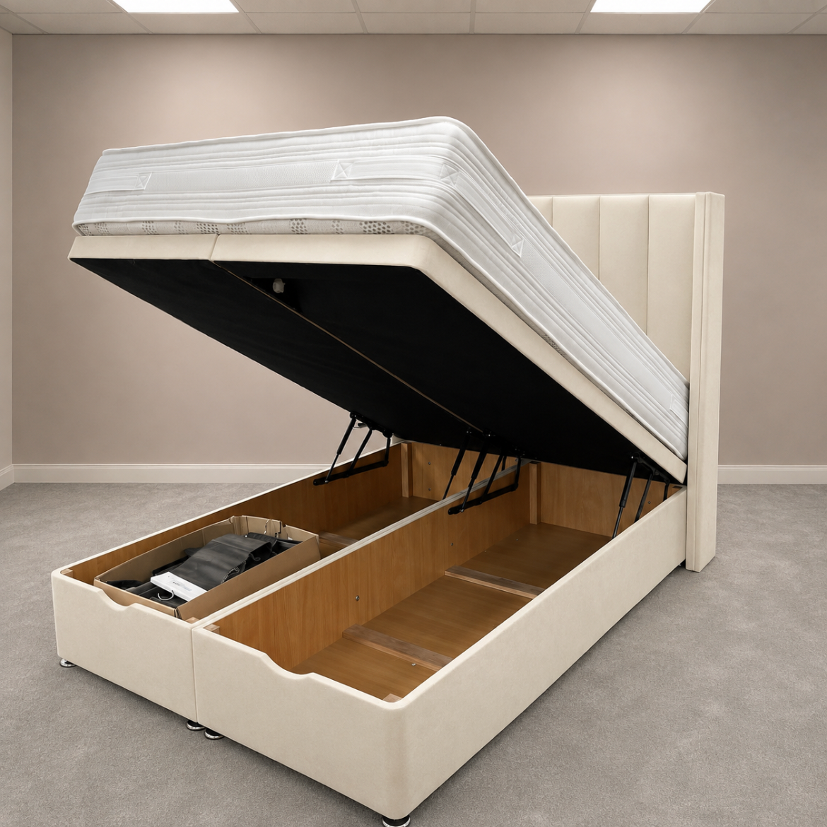 2026 Louis Winged Ottoman Gas Lift Up Storage Bed