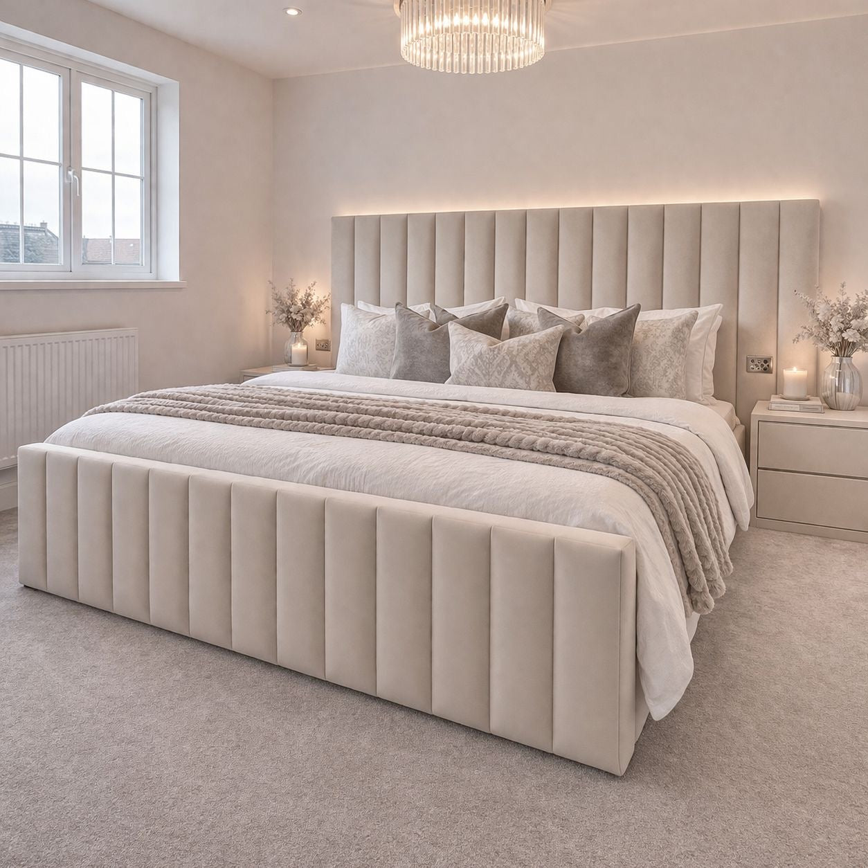 2026 Louis Luxe Bed Frame with extra width headboard - Optional lift up ottoman storage