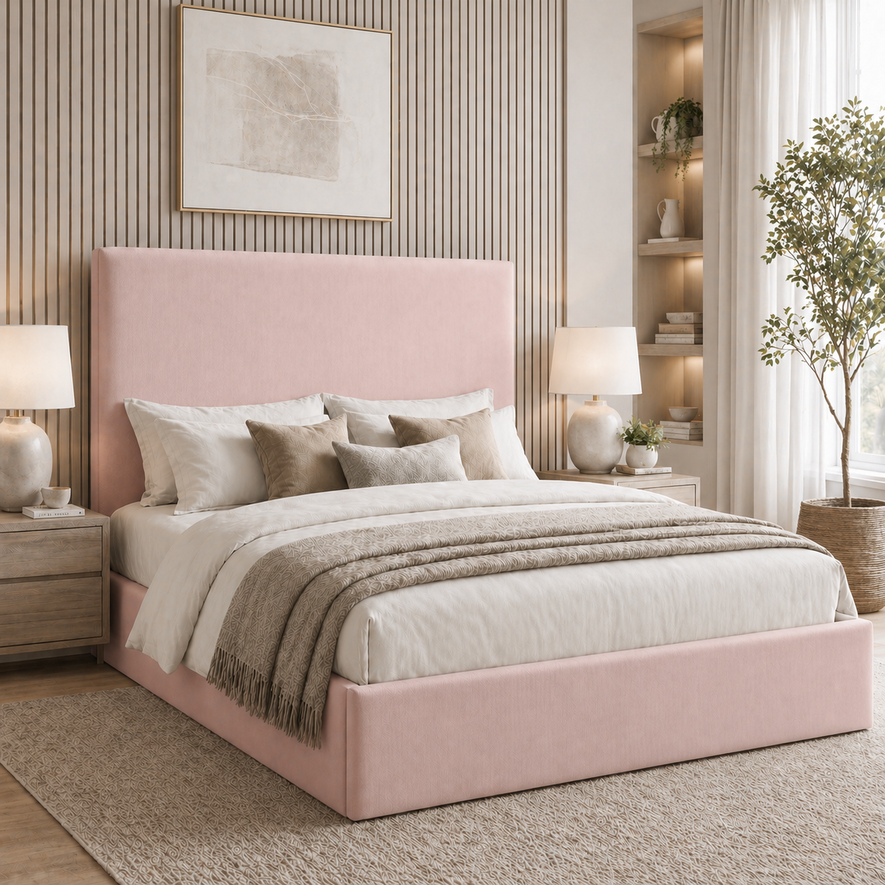2026 One Panel Fabric Bed Frame with Optional Lift Up Ottoman Storage