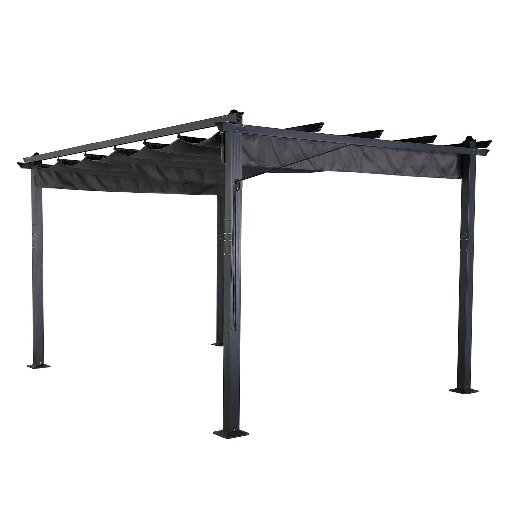 2026 Charcoal 3 X 4M Aluminium Pergola With Retractable Grey Roof, Large Garden Pergola for BBQ, Outdoor and patio, in Charcoal