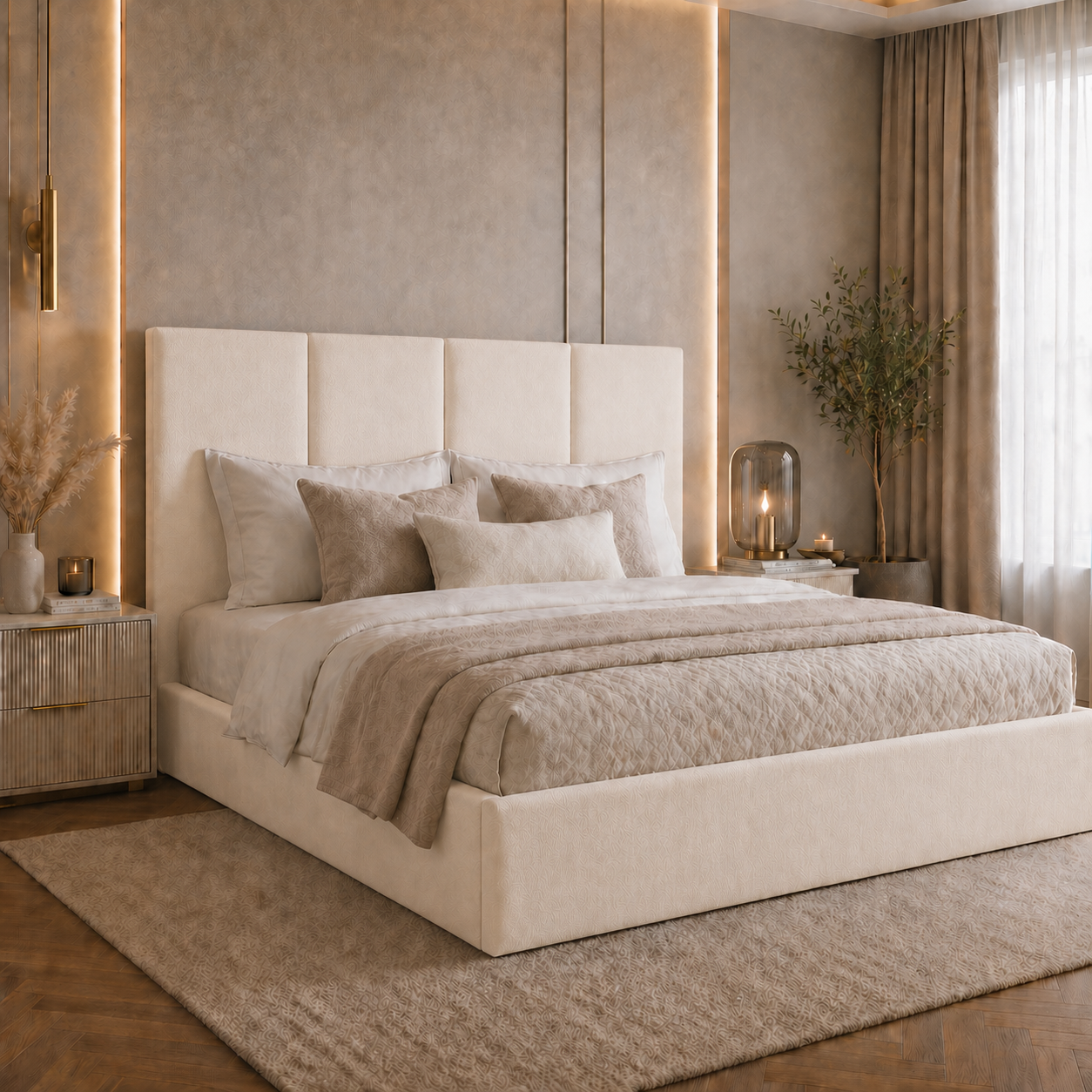 2026 London Fabric Bed Frame with Optional Lift Up Ottoman Storage - Nimbus Beds