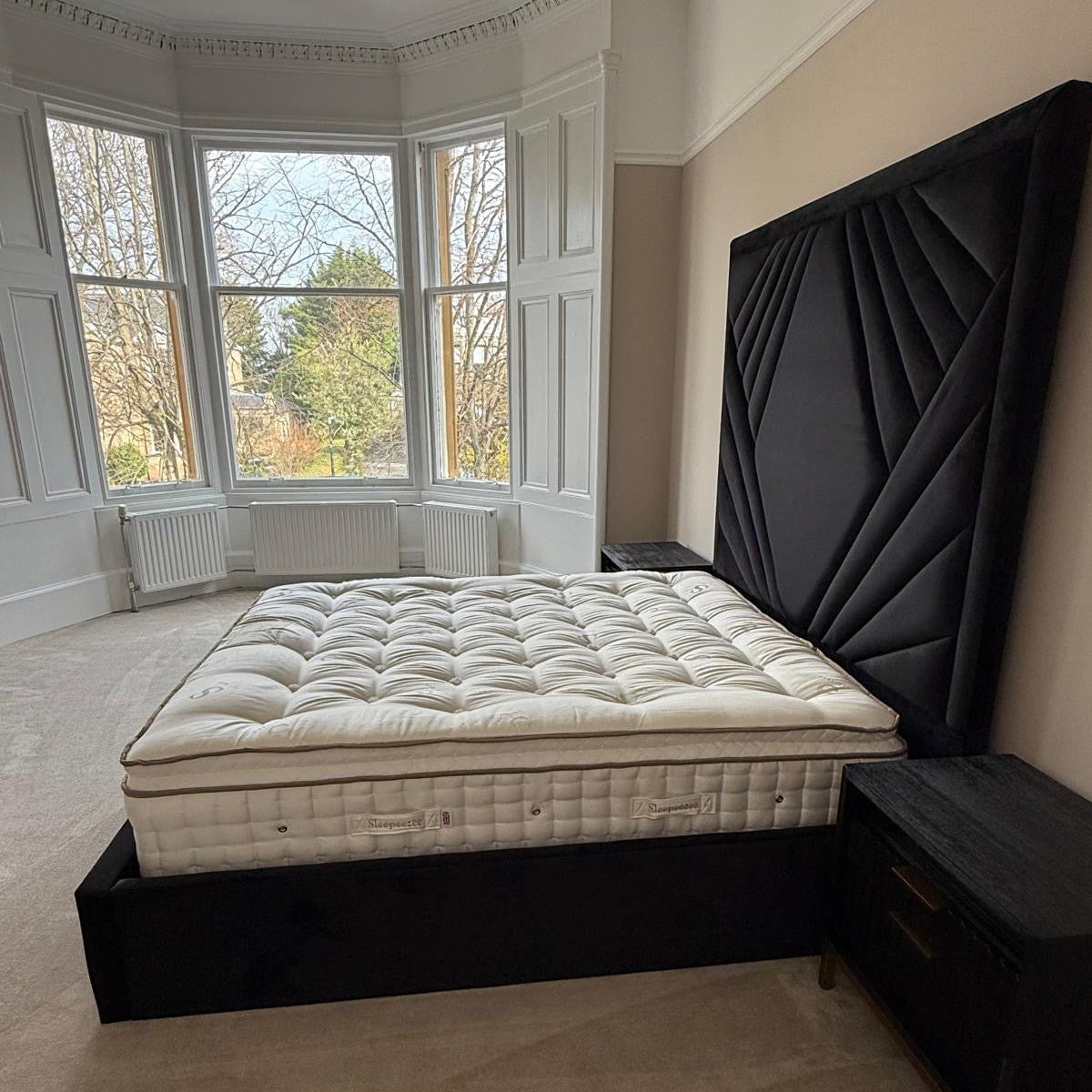 2026 Shanzay 6ft Tall Geometric Bed Frame with Optional Lift up Ottoman Storage - Nimbus Beds