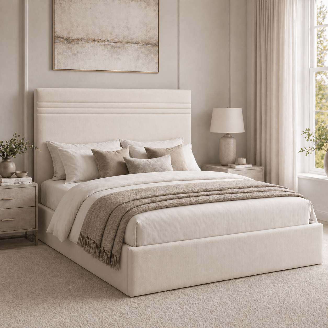 2026 Saxton Fabric Bed Frame with Optional Lift Up Ottoman Storage