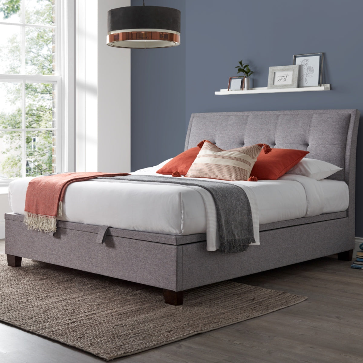 2026 Andrei Ottoman Storage Bed in Marbella Grey