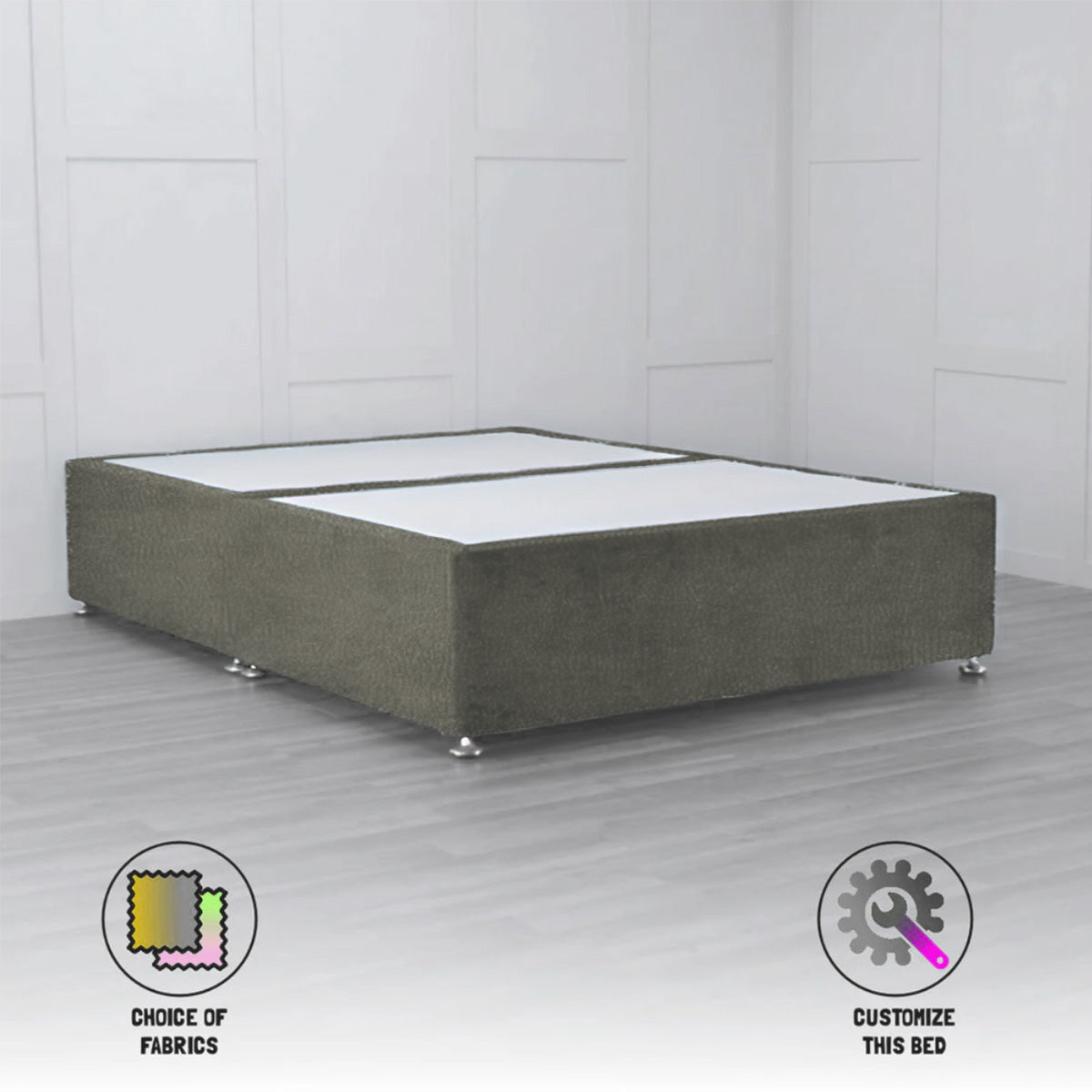 Padded Divan Base testing variants with storage - Nimbus Beds