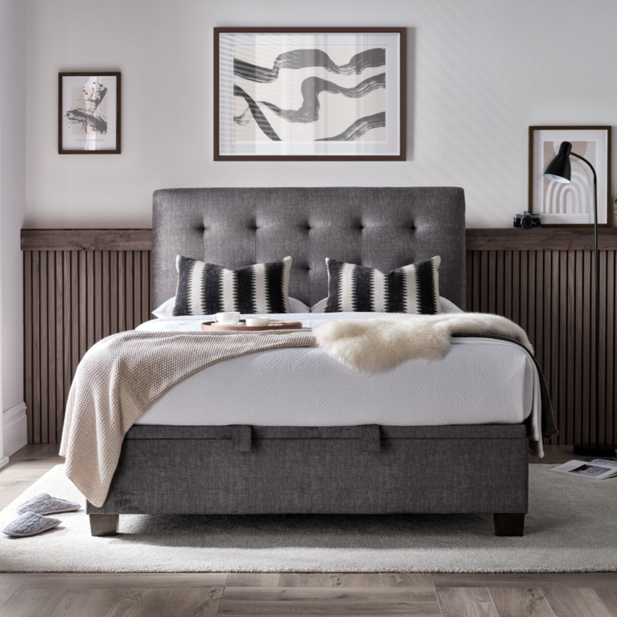 2026 Alastair Ottoman Storage Bed in Grey
