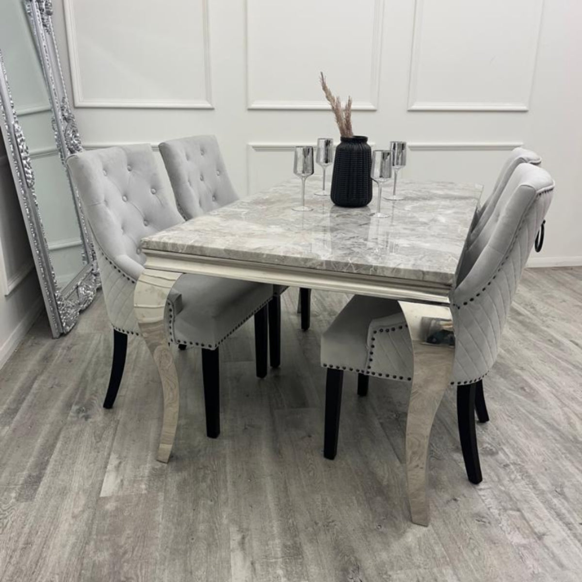2026 Bentley Black Leg Dining Chair in Light Grey