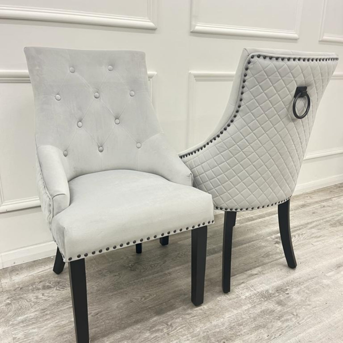 2026 Bentley Black Leg Dining Chair in Light Grey