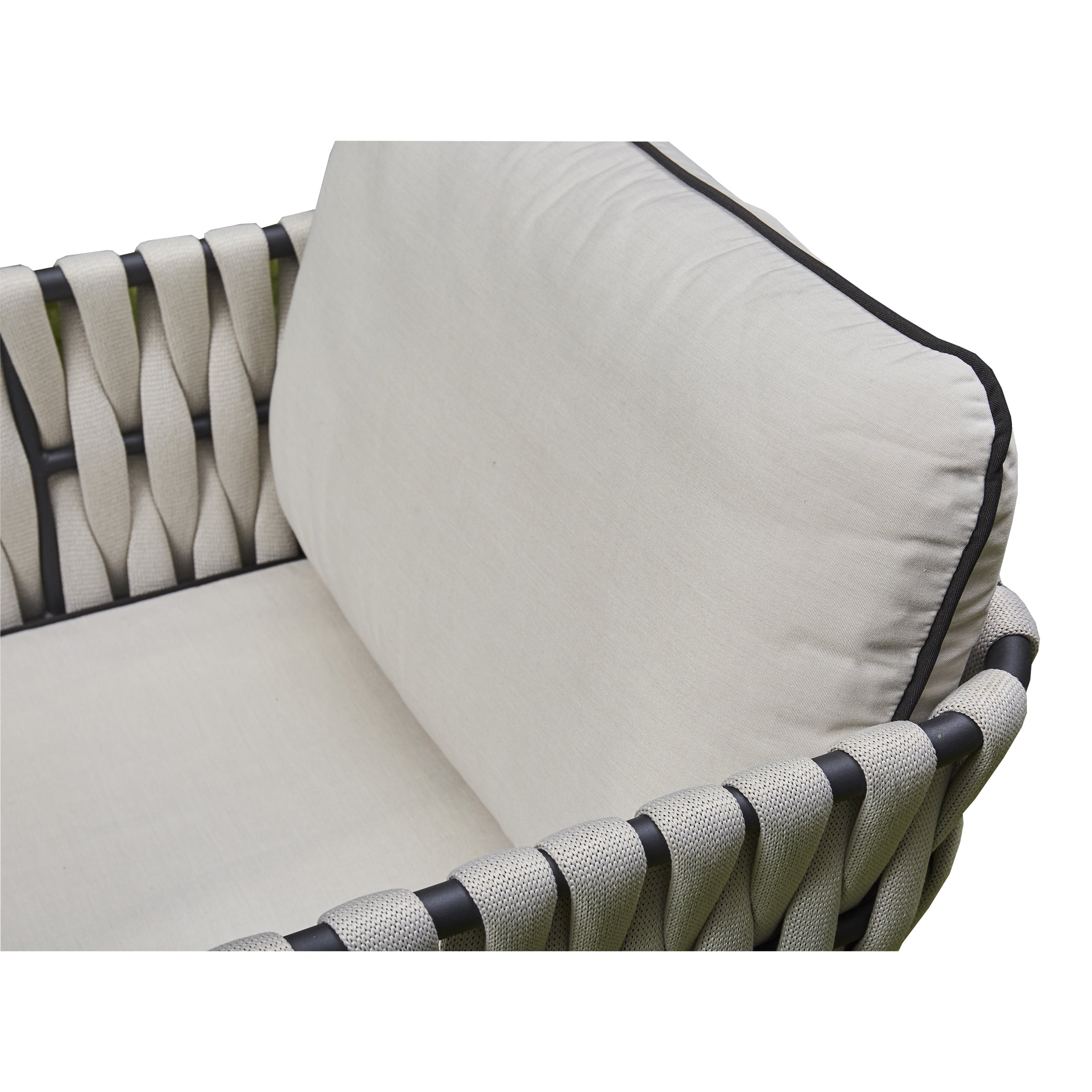 2026 Pinoso Aluminium & Rope Lounge Outdoor Garden Set Cream Beige with table - Nimbus Beds