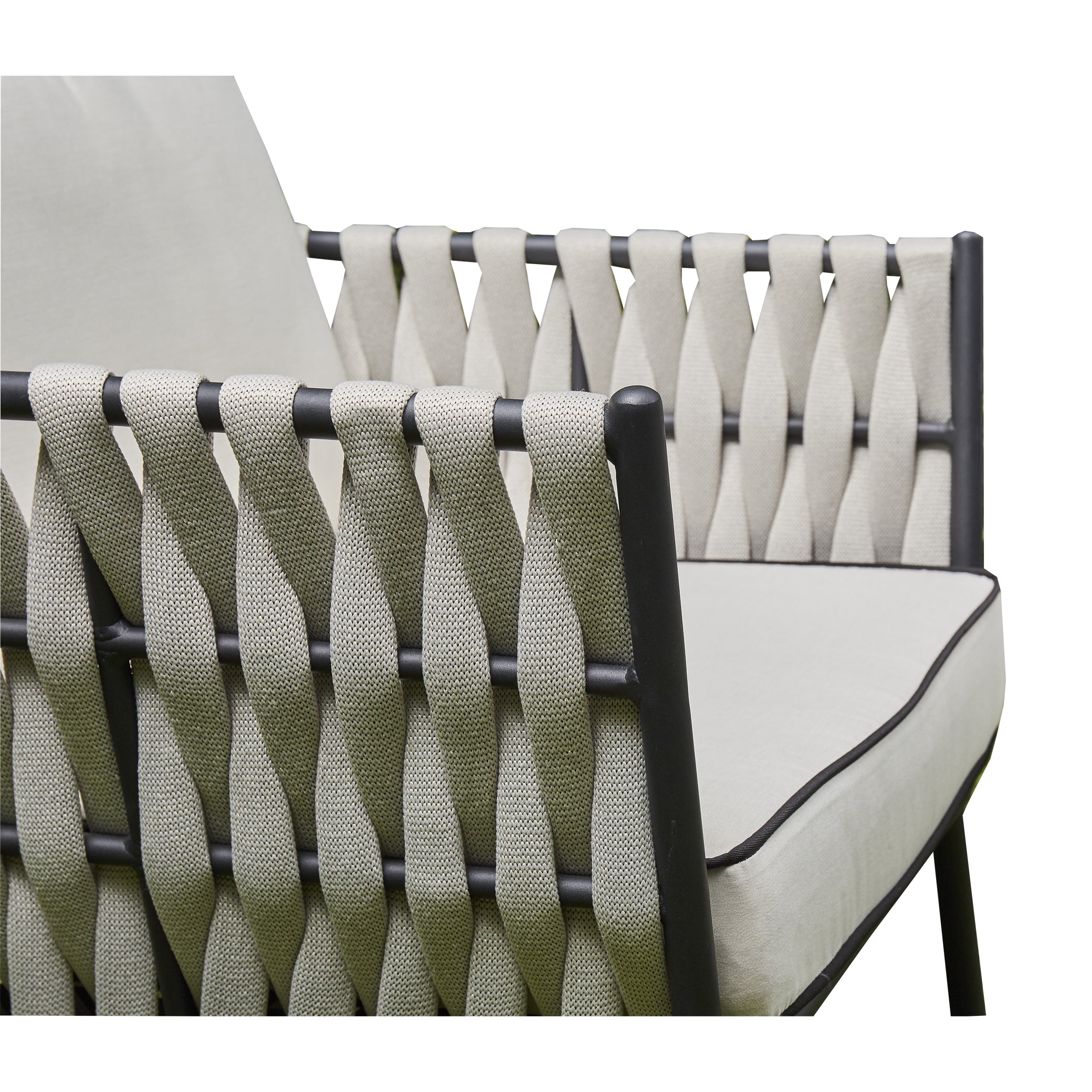 2026 Pinoso Aluminium & Rope Lounge Outdoor Garden Set Cream Beige with table - Nimbus Beds