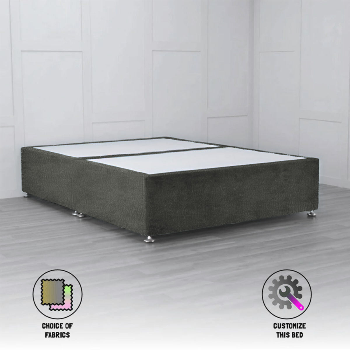 Padded Divan Base testing variants with storage - Nimbus Beds