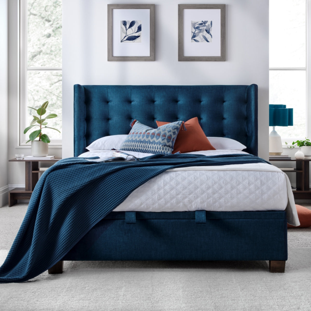 2026 Baxter Ottoman Storage Bed in Blue