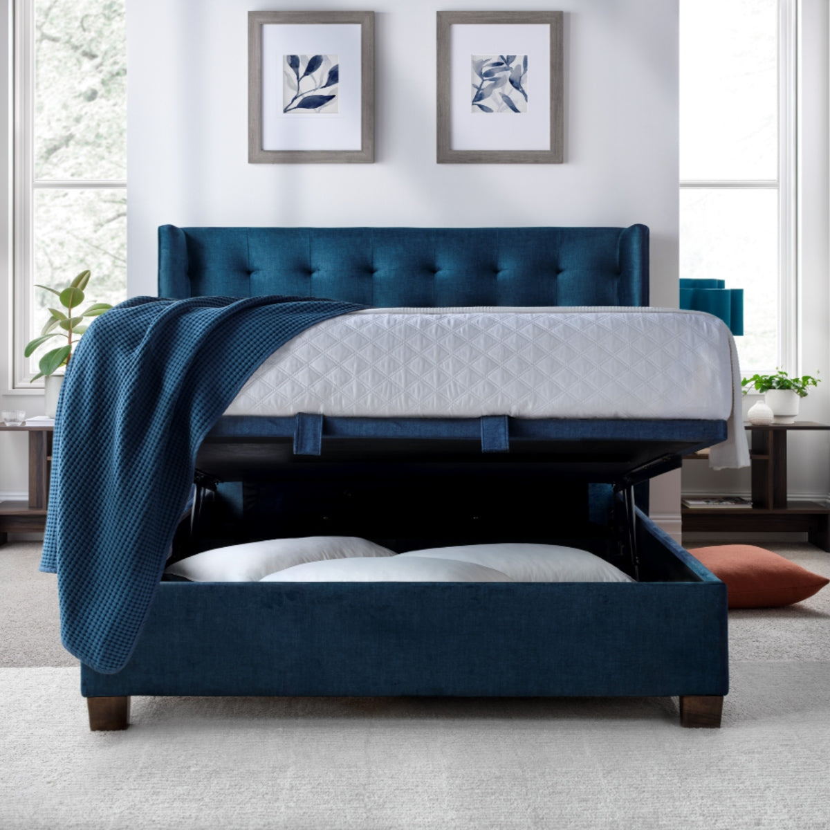 2026 Baxter Ottoman Storage Bed in Blue