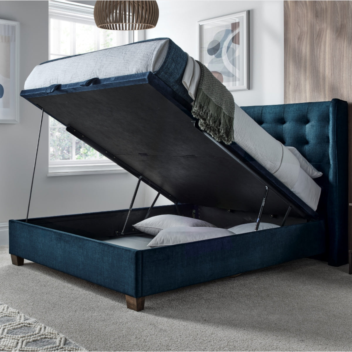 2026 Baxter Ottoman Storage Bed in Blue