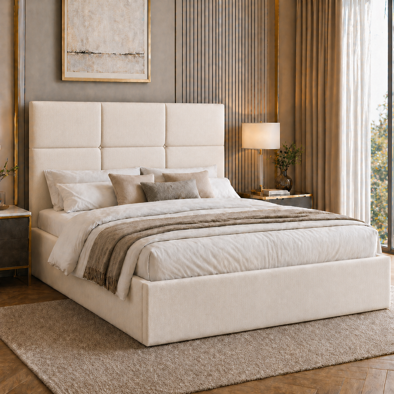 2026 Dorchester Buttoned Fabric Bed Frame with Optional Lift Up Ottoman Storage - Nimbus Beds