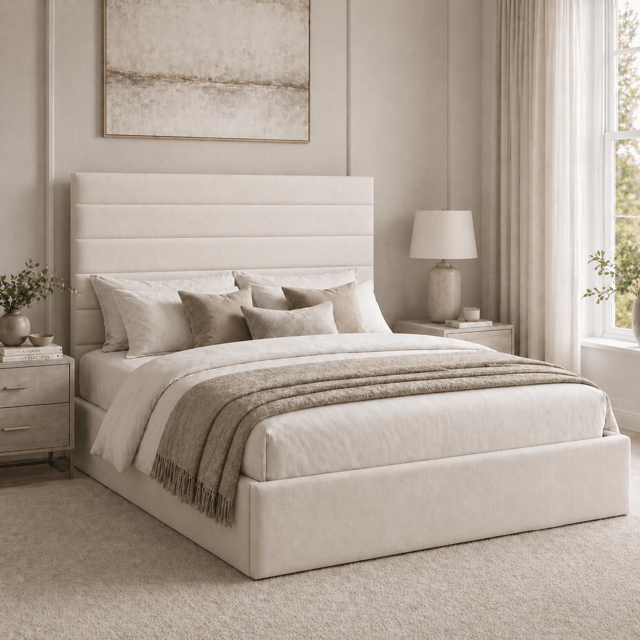2026 Marbella Fabric Bed Frame with Optional Lift Up Ottoman Storage