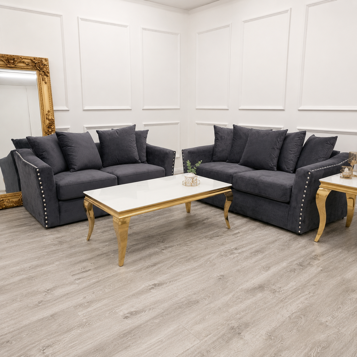 2026 Larkhall 3 & 2 Seater Sofa - Steel - Nimbus Beds