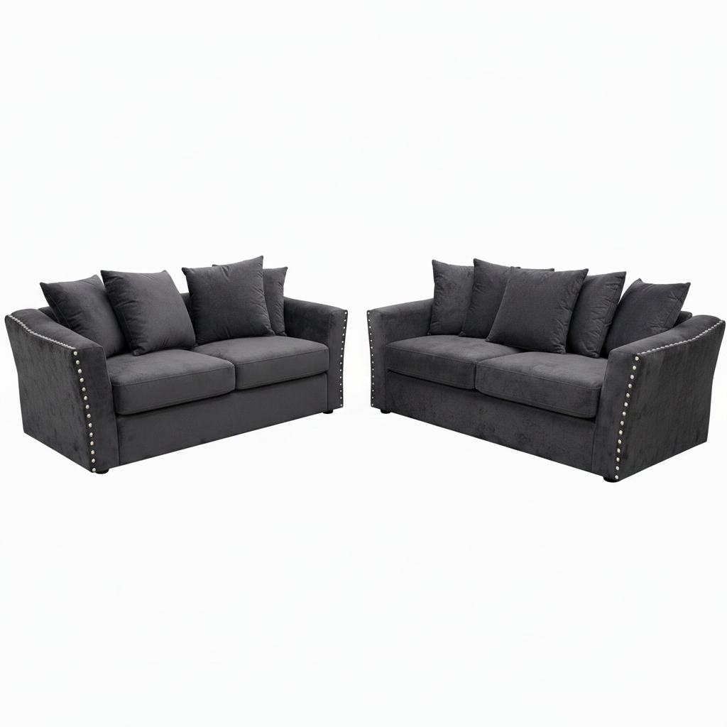 2026 Larkhall 3 & 2 Seater Sofa - Steel - Nimbus Beds