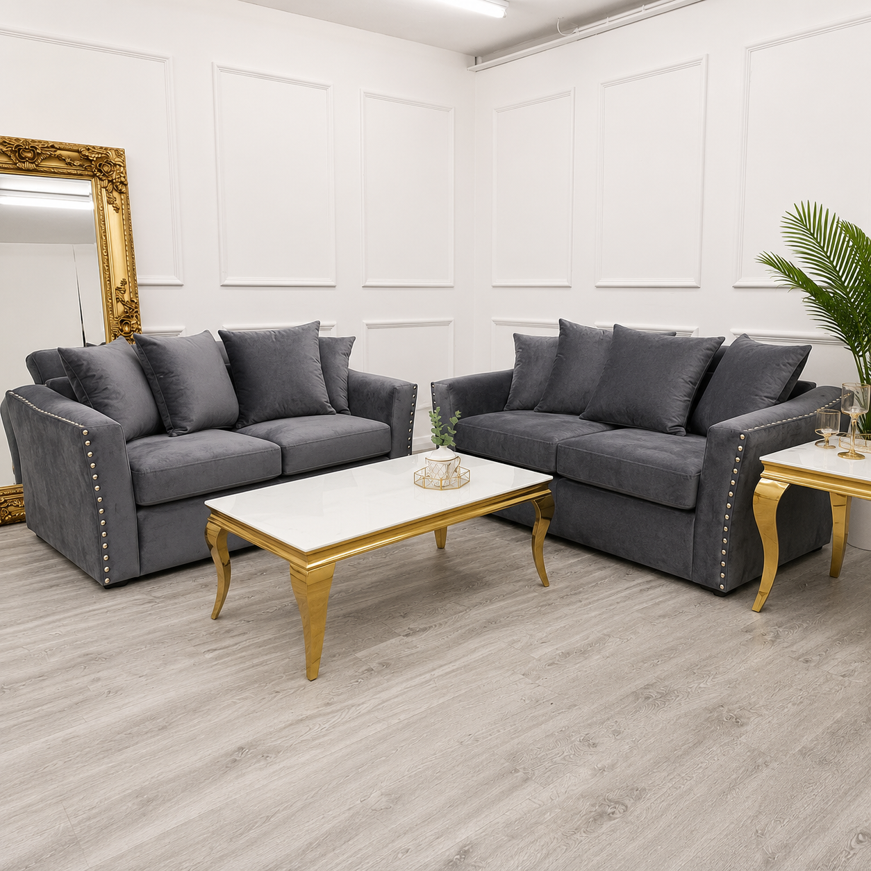2026 Larkhall 3 & 2 Seater Sofa - Pebble Grey - Nimbus Beds