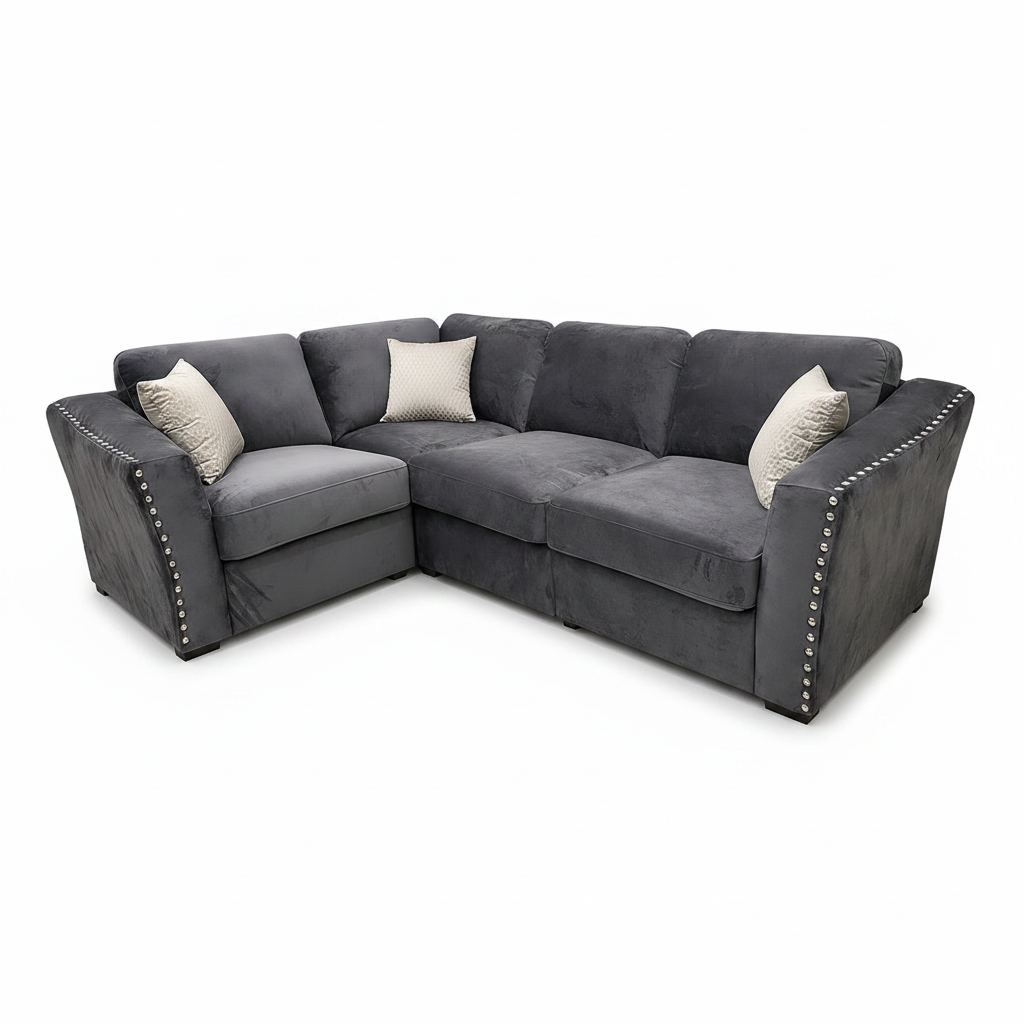 2026 Larkhall 4 piece Corner Sofa - Steel - Nimbus Beds