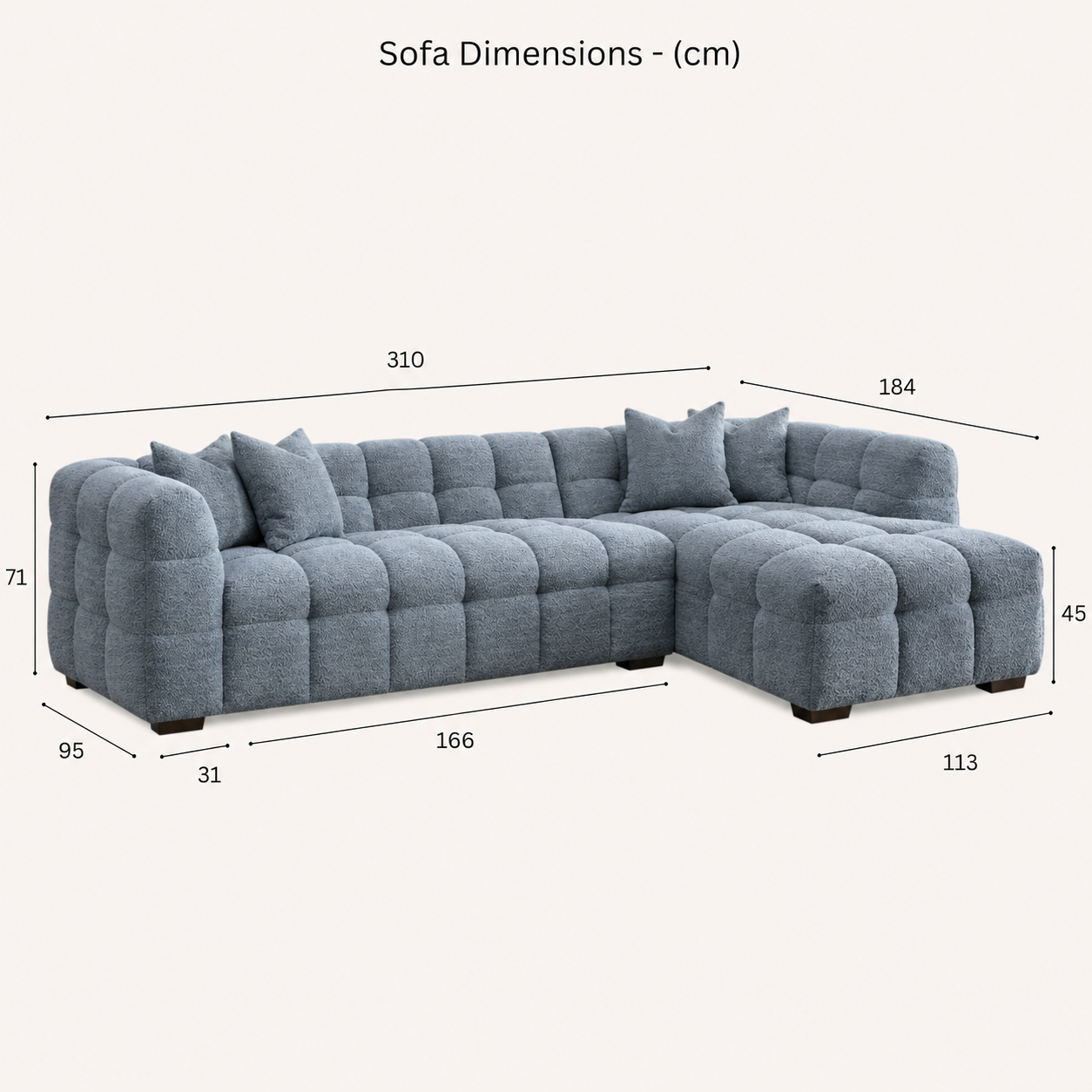 2026 Aubrey Corner Sofa - Right Hand - Iron Boucle - Nimbus Beds