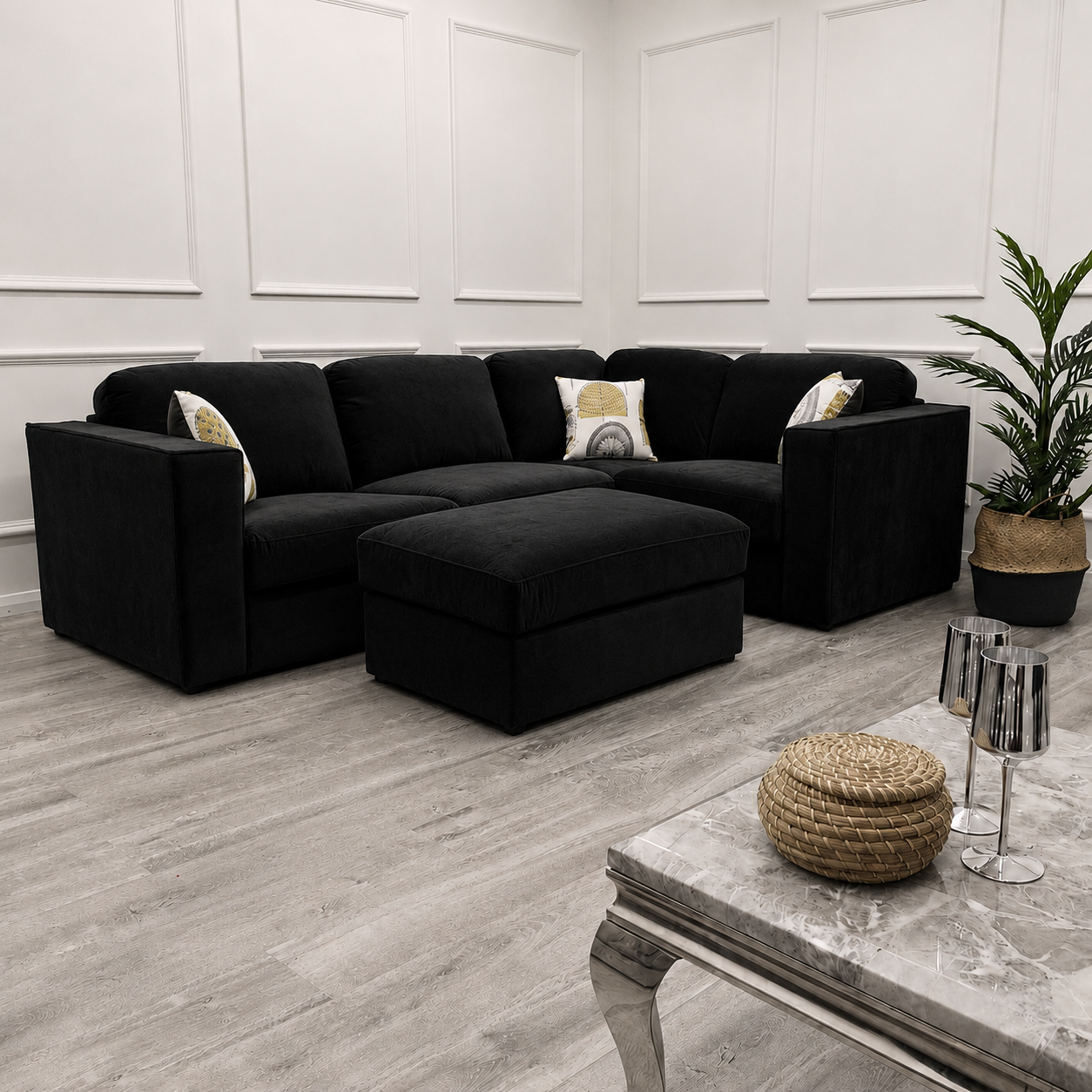 2026 Hamilton 4 piece Corner Sofa - Ebony Black - Nimbus Beds