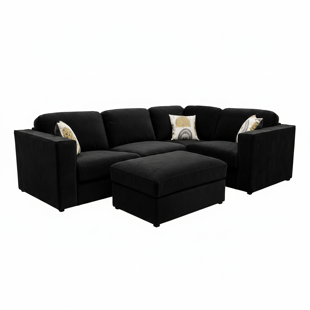 2026 Hamilton 4 piece Corner Sofa - Ebony Black - Nimbus Beds