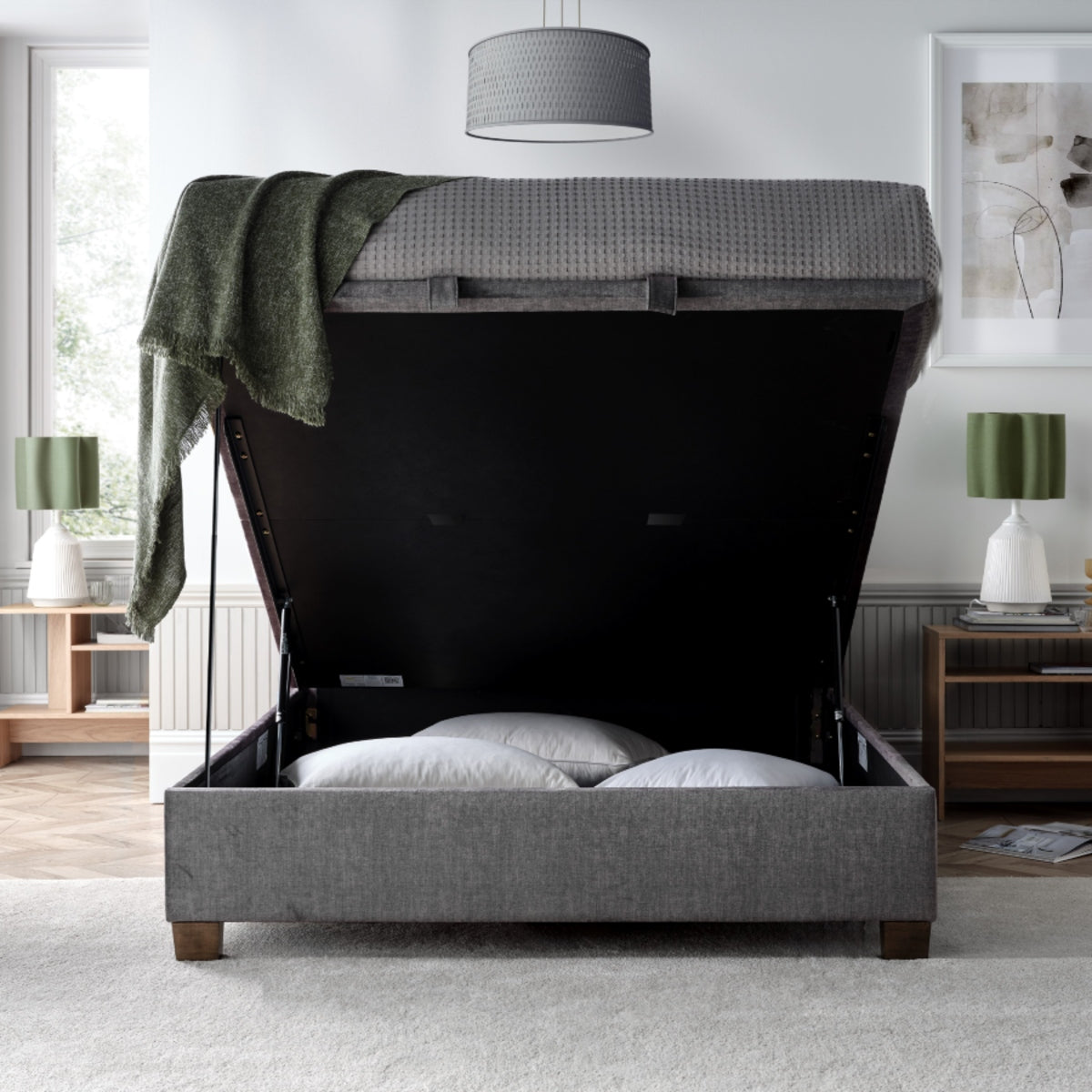 2026 Caspian Ottoman Storage Bed in Grey